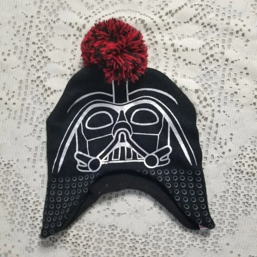 💚3/$15 Lego Star Wars Beanie Hat Black Darth Vader Fleece Lined OSFM Youth